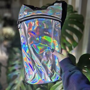 Holographic Backpack with Black Straps